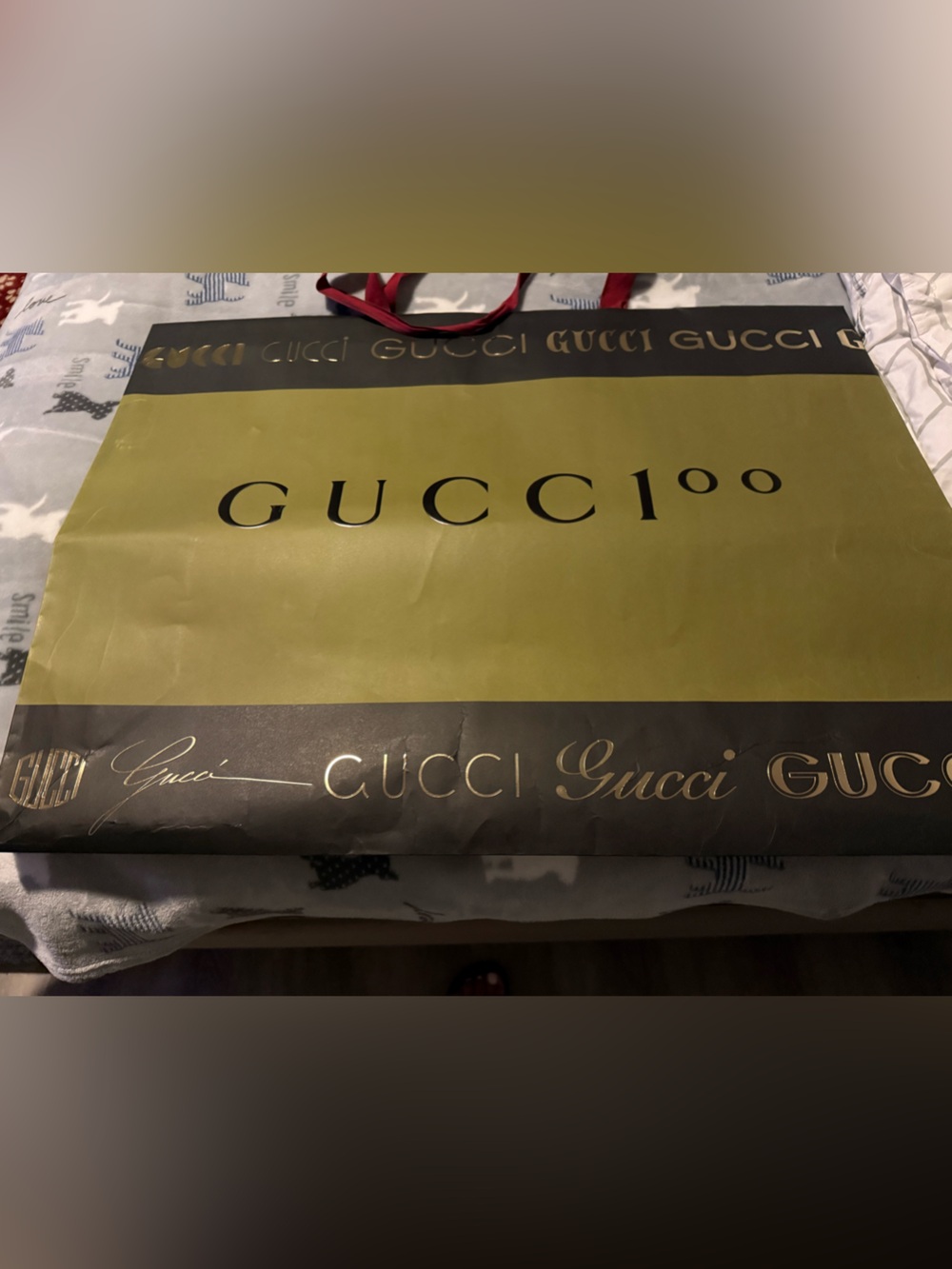 Gucci Olive Green and Black Branded Shopping Bag 100